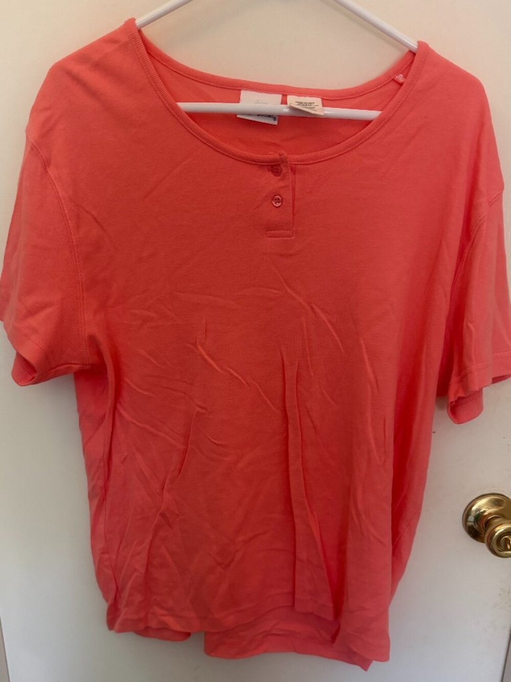 Bobbie Brooks Coral Henley Top W XL